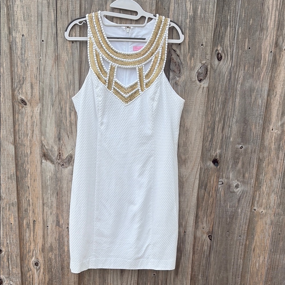 Lilly Pulitzer White and Gold Mini Dress
Laundered, perfect condition - Picture 5 of 16
